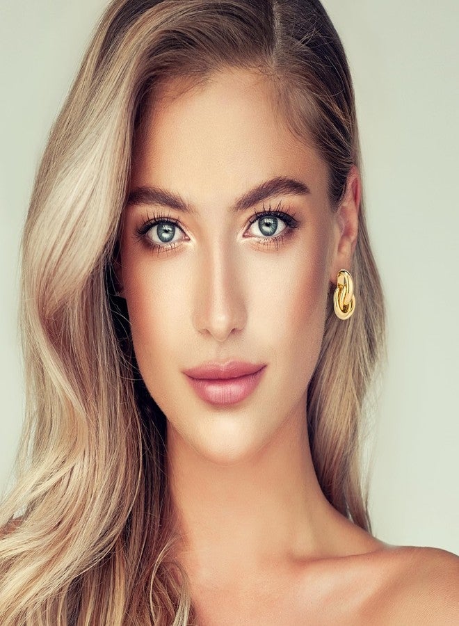 FamillCase Gold Geometric Drop Dangle Earrings for Women 18K Chunky Gold Knot Stud Plated Earrings Trendy Twisted Link Earring Jewelry Gift - Image 3